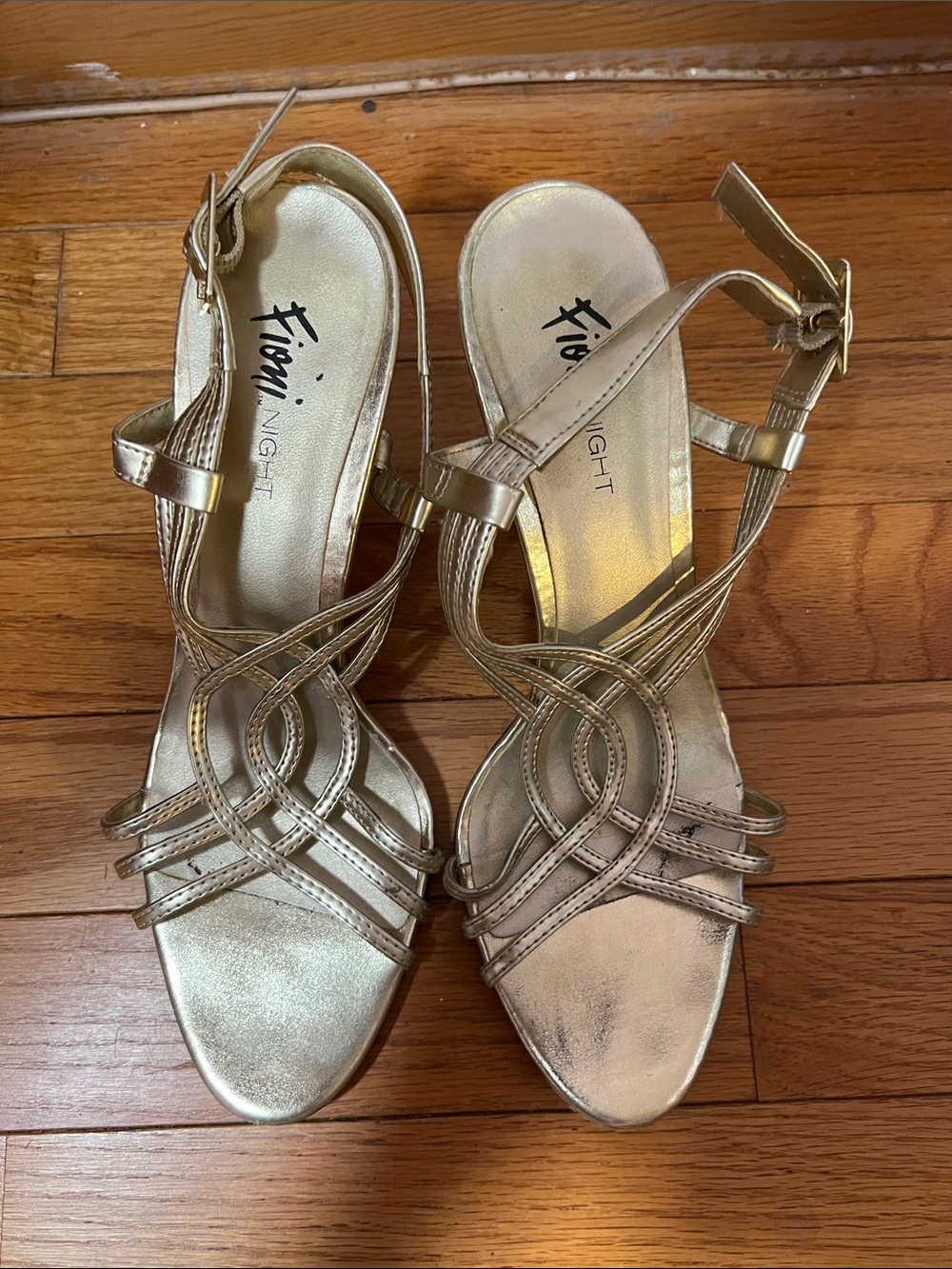 FIONI Clothing Metallic Gold Strappy Heels